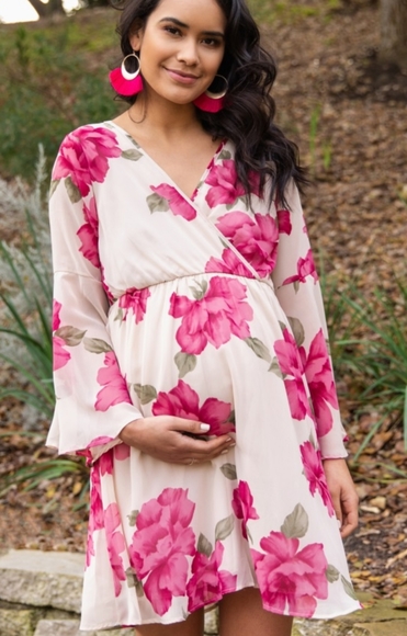 Pinkblush | Dresses | Pinkblush Floral Chiffon Wrap Maternity Dress ...